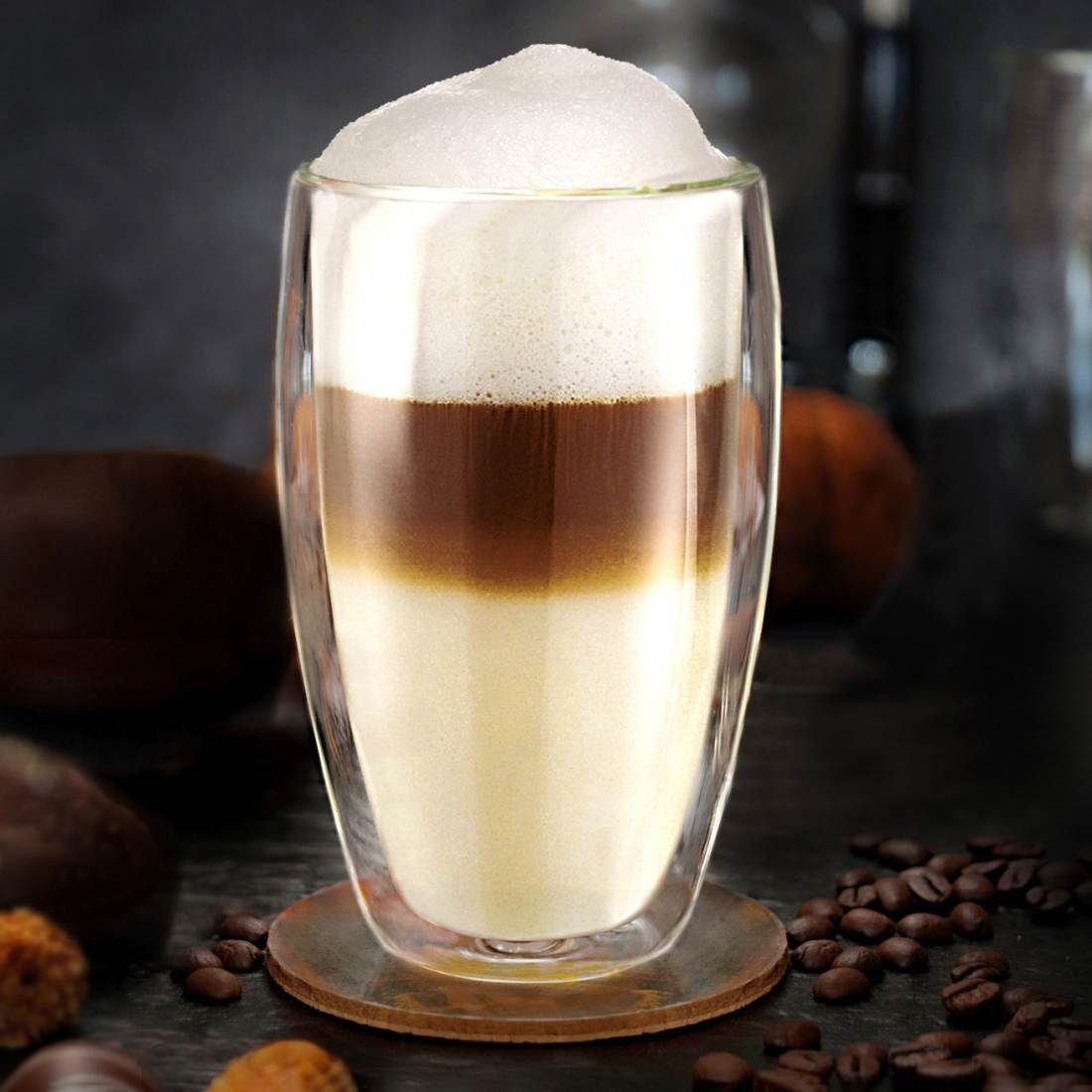 Creano Teeglas Creano doppelwandiges Thermoglas 400ml „DG-SH“, großes Doppelwandglas, Borosilikatglas, 6 Gläser