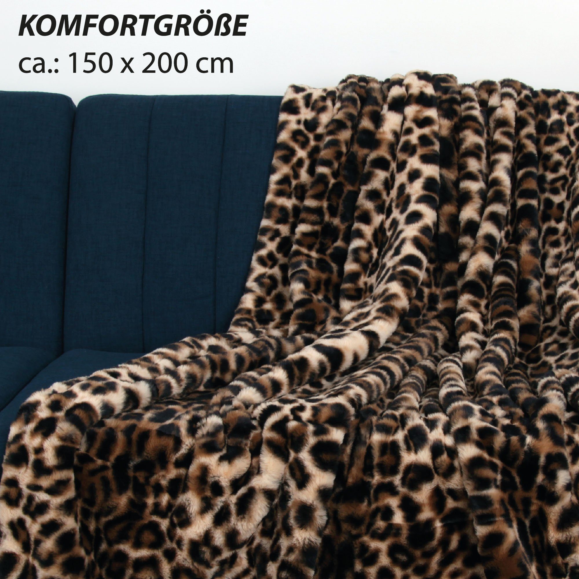 Wohndecke XXL - Leopard, Bestlivings, Kuscheldecke 150x200cm - Deluxe Flauschdecke Flanelldecke