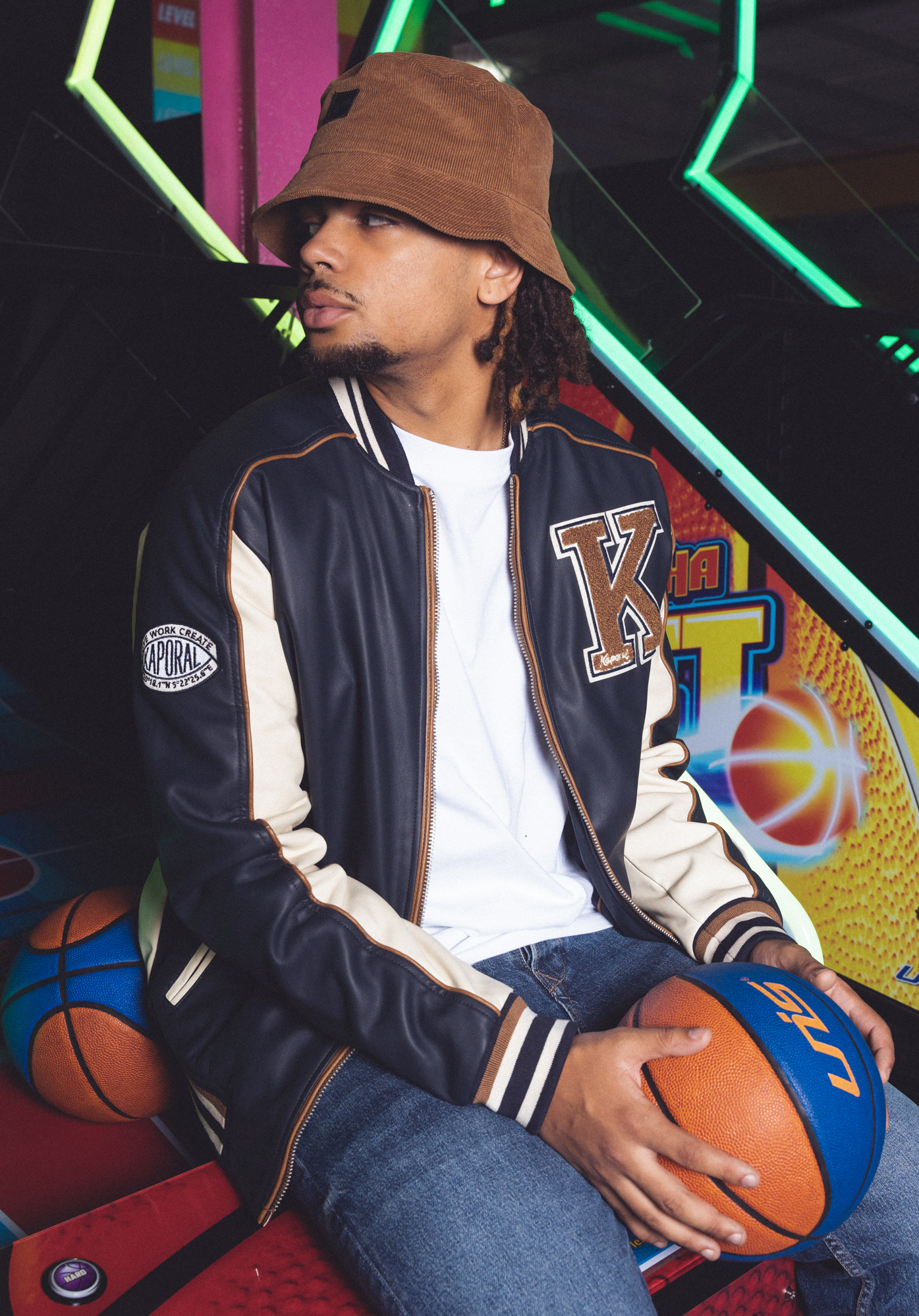 MONGI  Blouson bleu style université homme