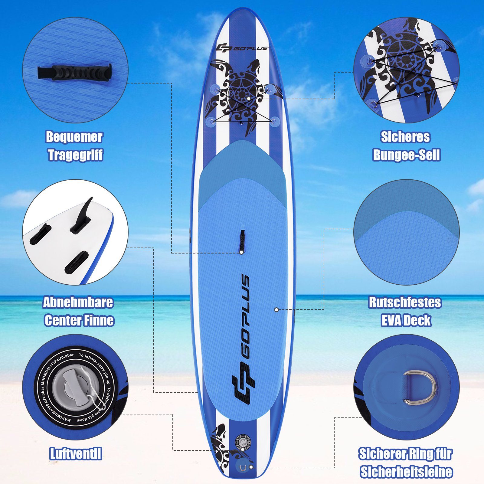 COSTWAY SUP-Board Stand Up Paddling Board, mit Paddel & Pumpe