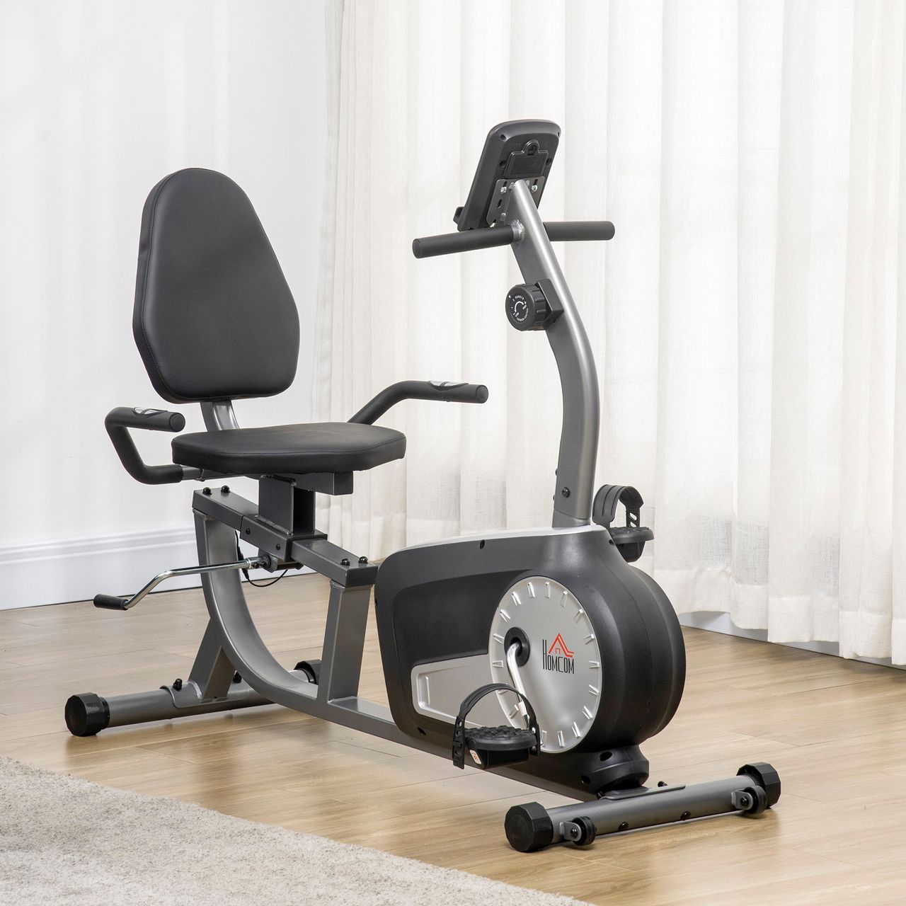 HOMCOM Liegeergometer Heimtrainer Fahrradtrainer mit LCD-Anzeige einstellbar Nutzergewicht bis 110 kg 8 stufig einstellbarem Magnetwiderstand Stahl ABS