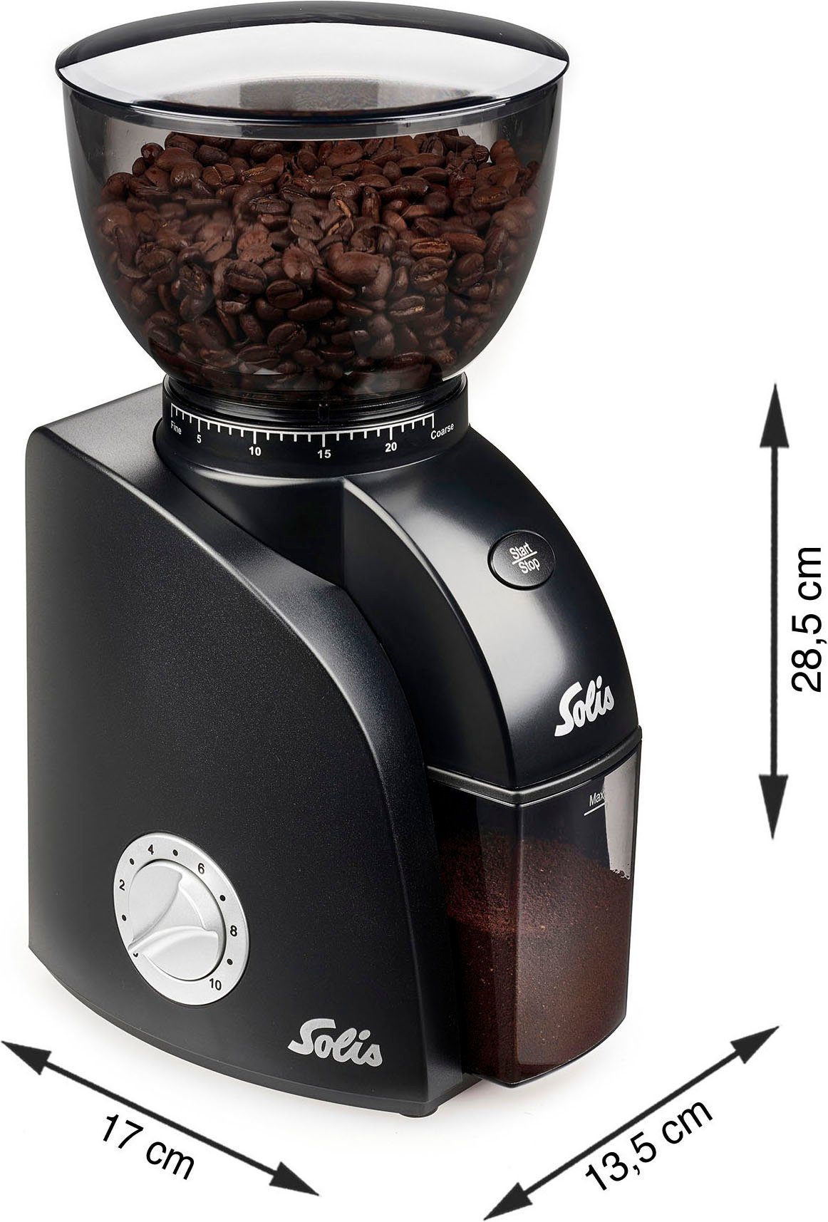 SOLIS OF SWITZERLAND Kaffeemühle Scala Zero Static, 135 W, Kegelmahlwerk, 300 g Bohnenbehälter