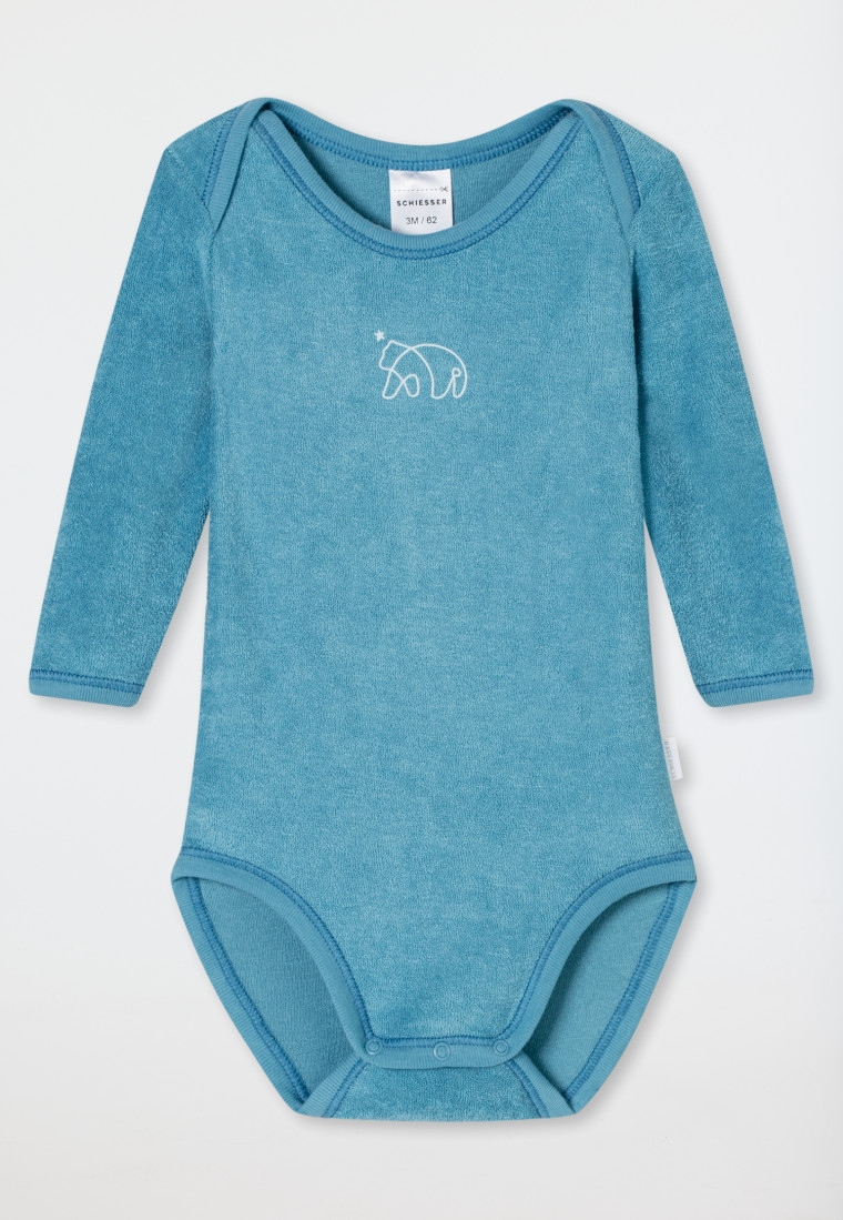 Babybody langarm unisex Frottee Modal Bär hellblau - Natural Love