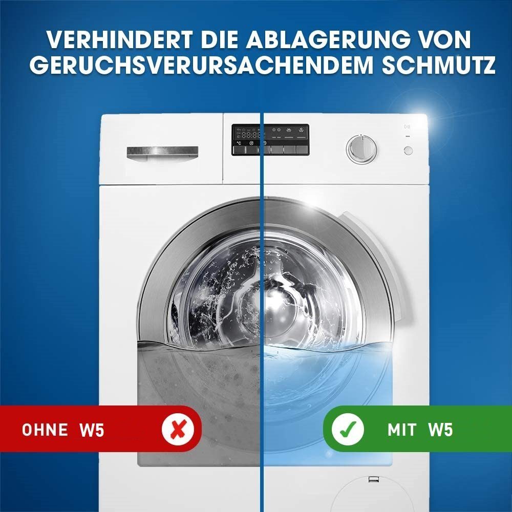 W5 100x Entkalker Tabs für Waschmaschine, Wasserkocher, Spülmaschine Entkalker (für MIELE, BEKO, Siemens, Haier, Bauknecht, AEG, Bosch, Samsung, Midea, [100-St. Hoover, Gorenje, Privileg, LG, Candy, Comfee, Hisense Entkalkungstabletten für alle Marke