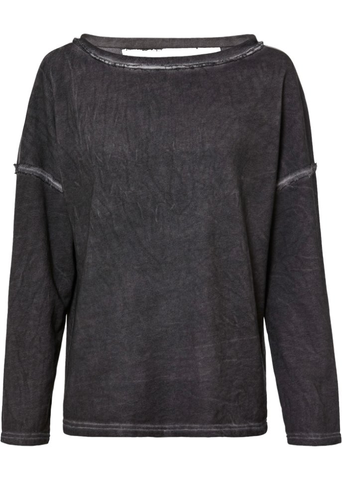 Sweatshirt im Used-Look mit Rückenausschnitt