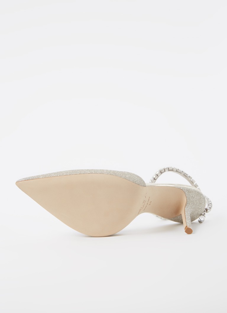 Pantofi cu toc înalt Jimmy Choo Saeda, împodobiți cu paiete și cristale.