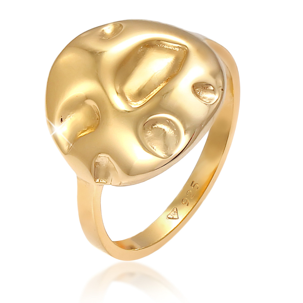 Elli Elli Bague Plättchen Coin Rund Struktur Geo 925 Silber Bague