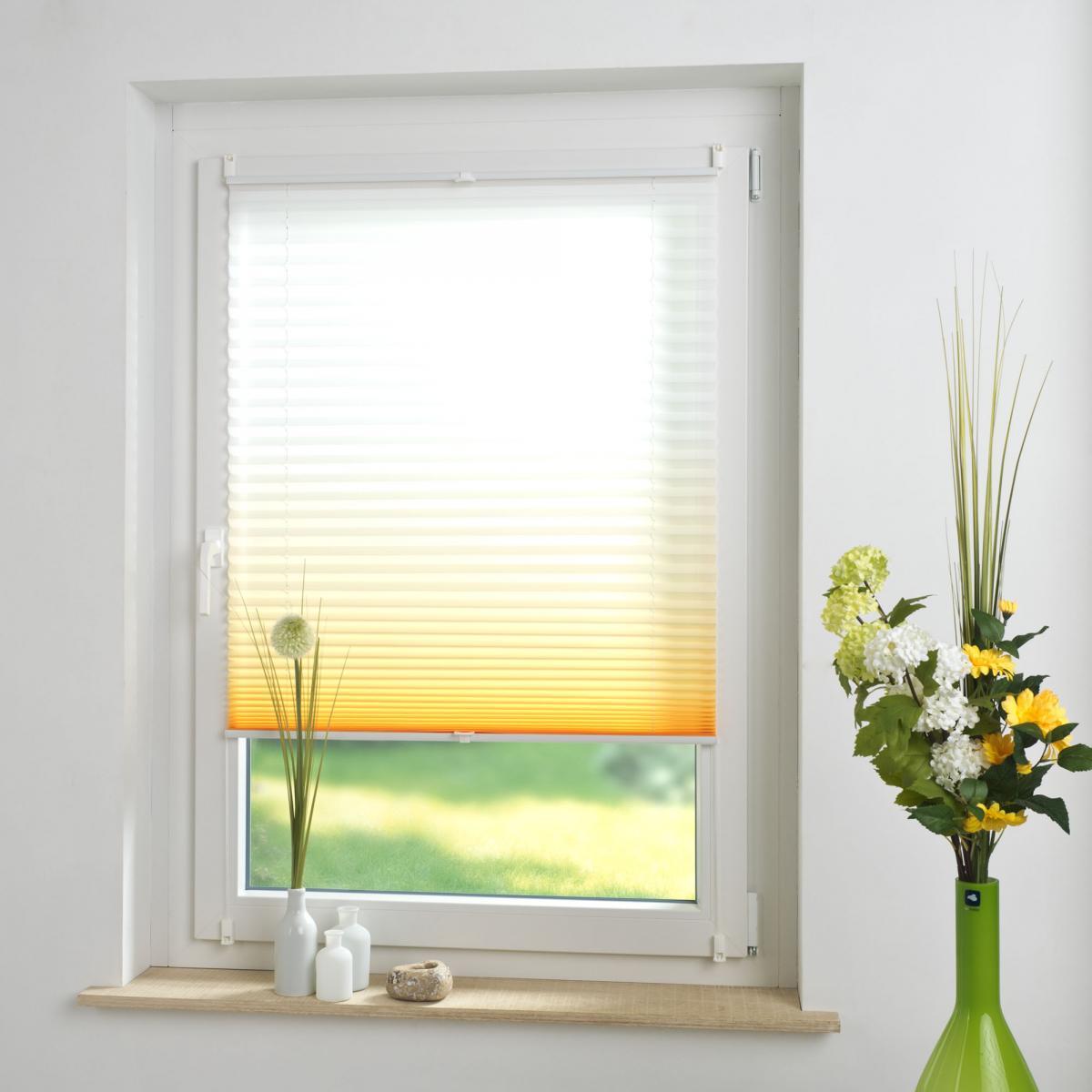 Bella Casa Klemmfix Plissee 90 x 130 cm orange Farbverlauf