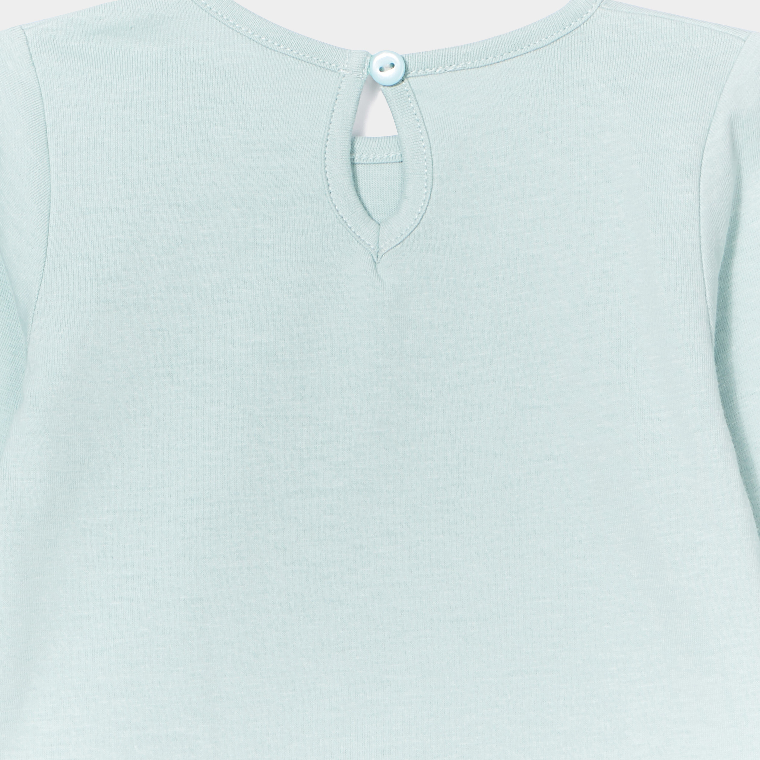T-shirt manches longues coton bleu gris bébé fille | La Halle