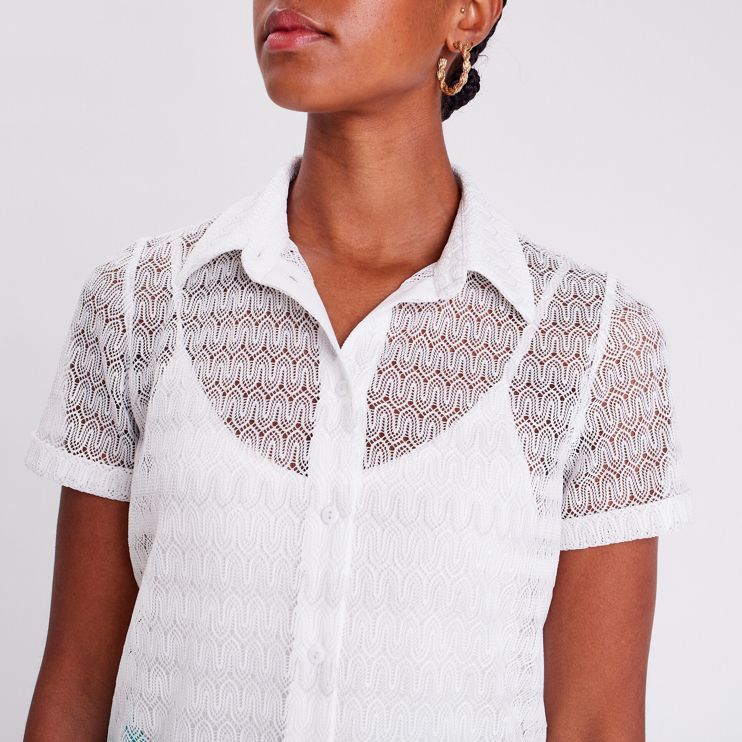 Chemise manches courtes ecru femme | Cache Cache