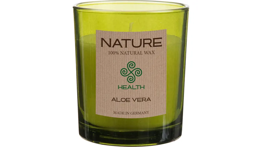Nature Duftkerze im Glas Aloe Vera grünes Glas, Kerze natural