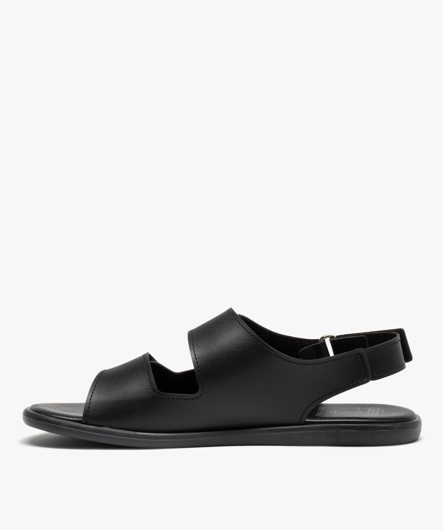 Sandales homme confort unies avec brides à scratch noir | GEMO