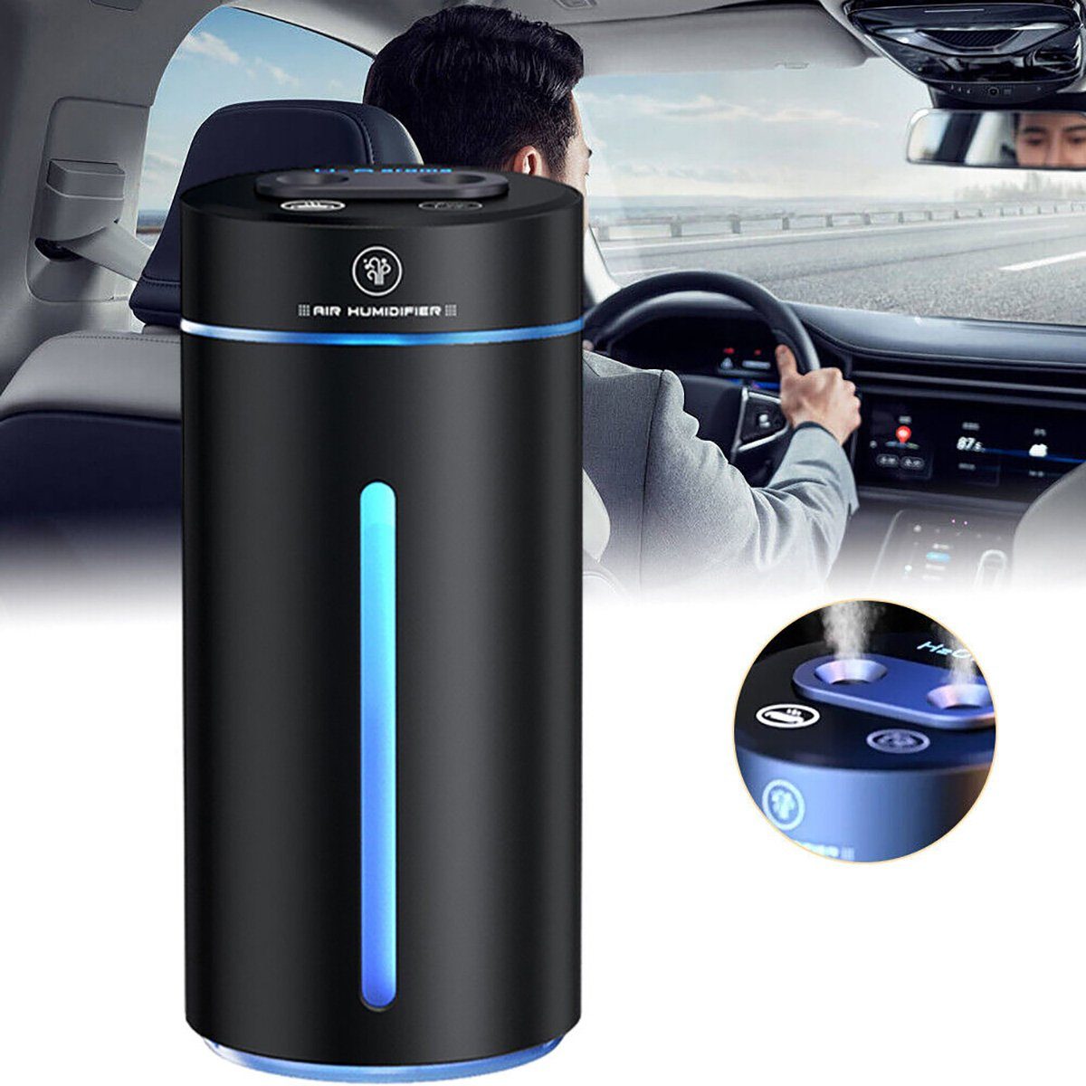 götäzer Luftbefeuchter Auto Intelligente Dual-Düsen-Luftbefeuchter Aromatherapie-Maschine, Elektrisch,kabellos und tragbar,frische Luft,buntes LED-Umgebungslicht