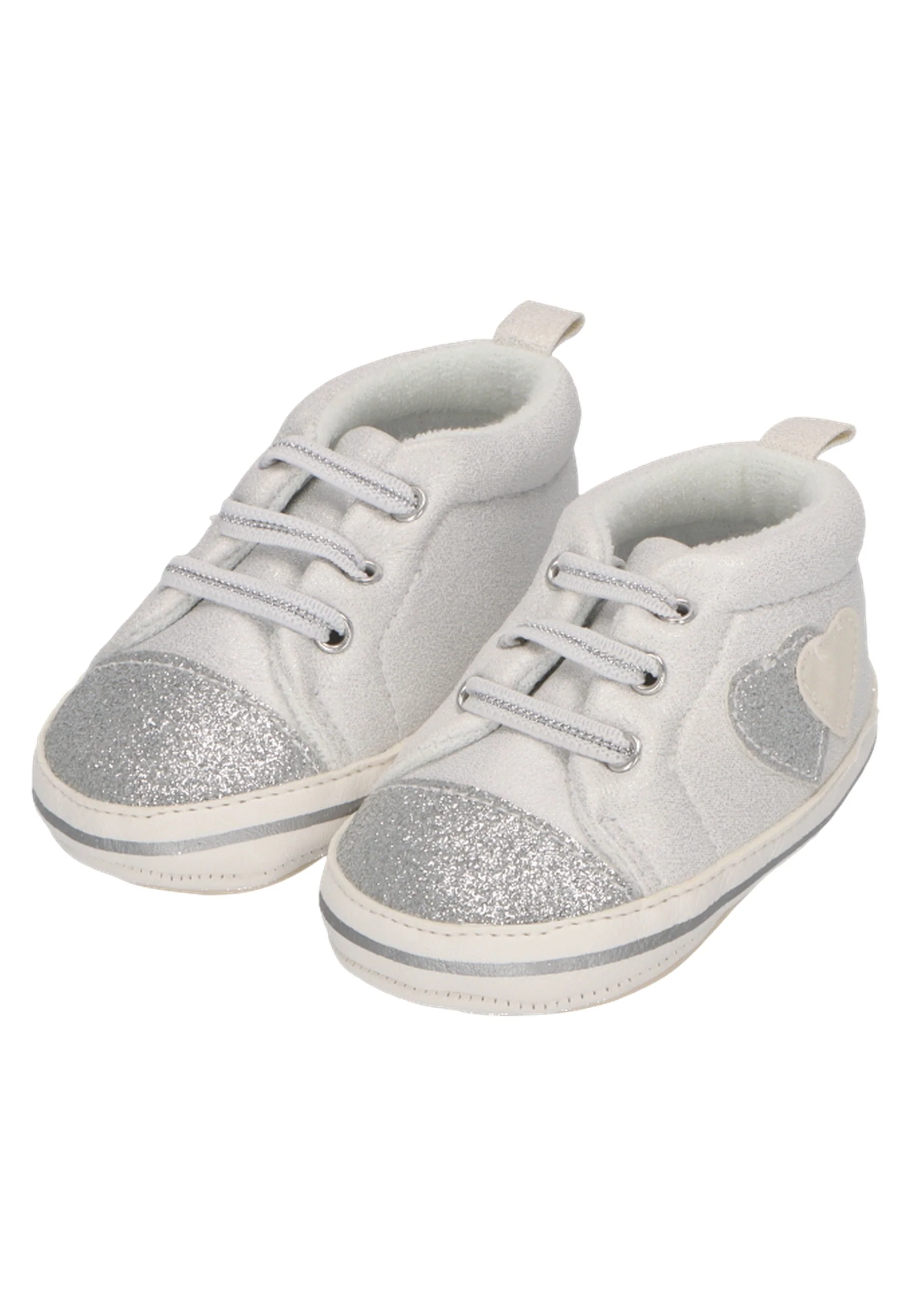 Babyschuh mit elastischen Schnürsenkeln in lichtgrau