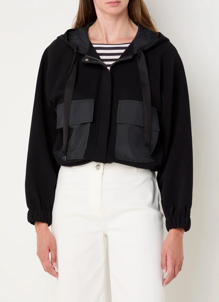 Max & Co  Fiorina cropped jack van jersey met capuchon en klepzakken