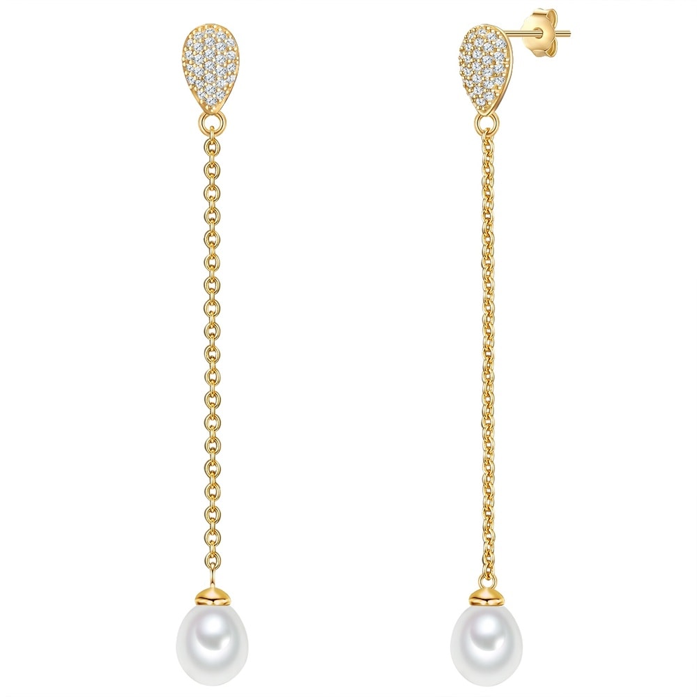 Valero Pearls Boucles doreilles Argent sterling Oxyde de zirconium (CZ) Perle de culture d'eau  Boucles d'oreilles