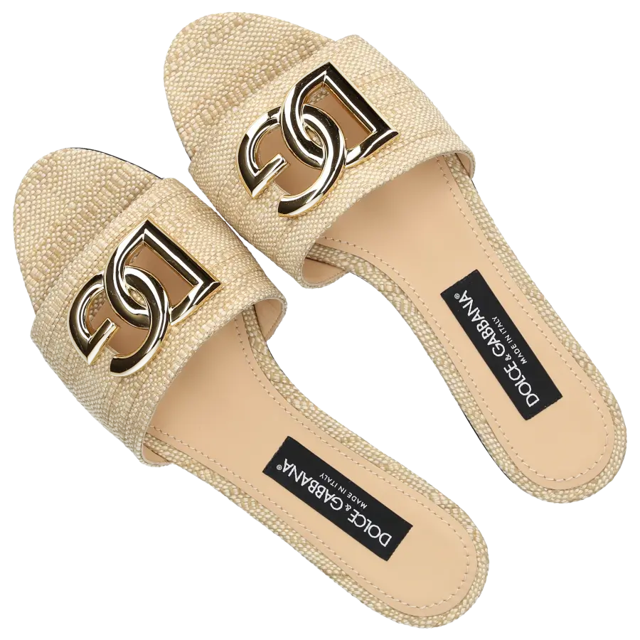 Dolce & Gabbana - Pantoletten BIANCA Bast - beige