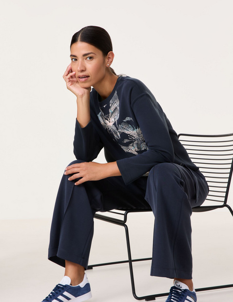 Sandywashed Langarmshirt mit Frontprint