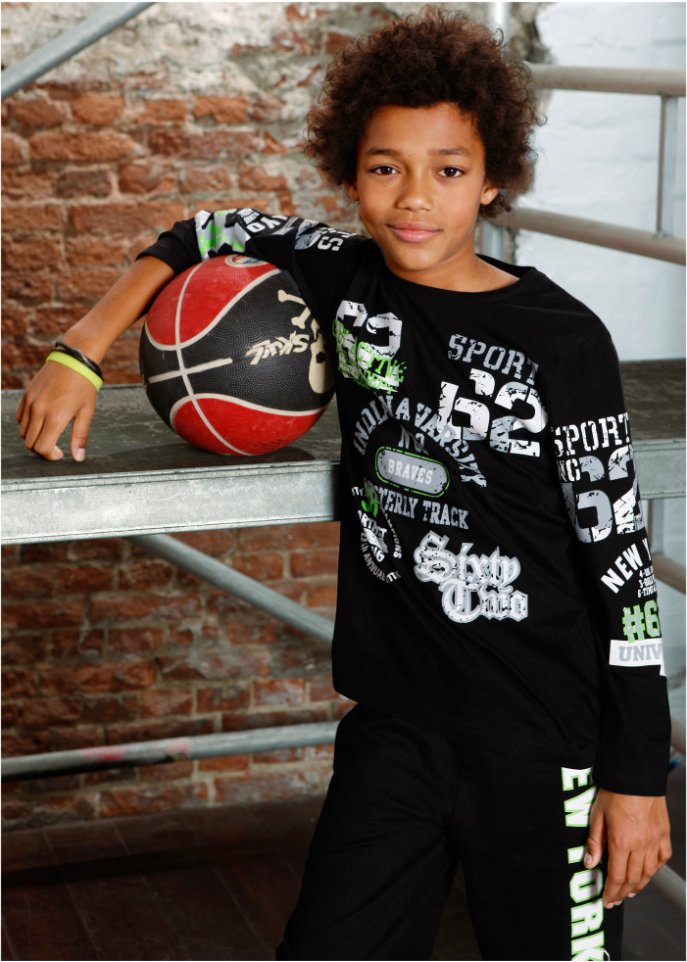 Jungen Langarmshirt aus mit Druck aus Bio-Baumwolle