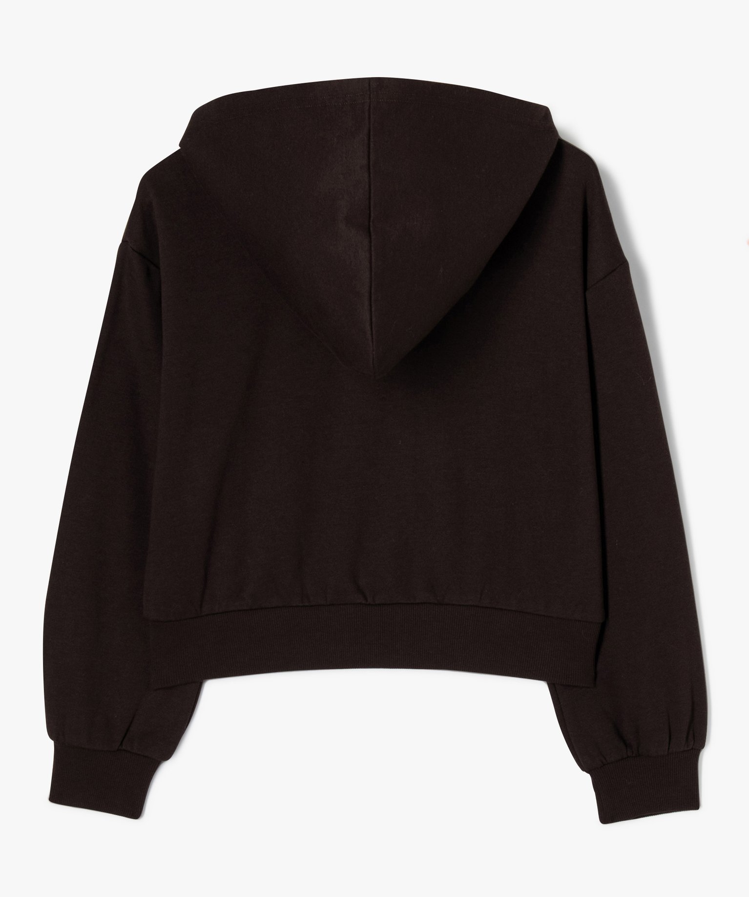 Sweat zippé à capuche coupe courte fille marron | GEMO