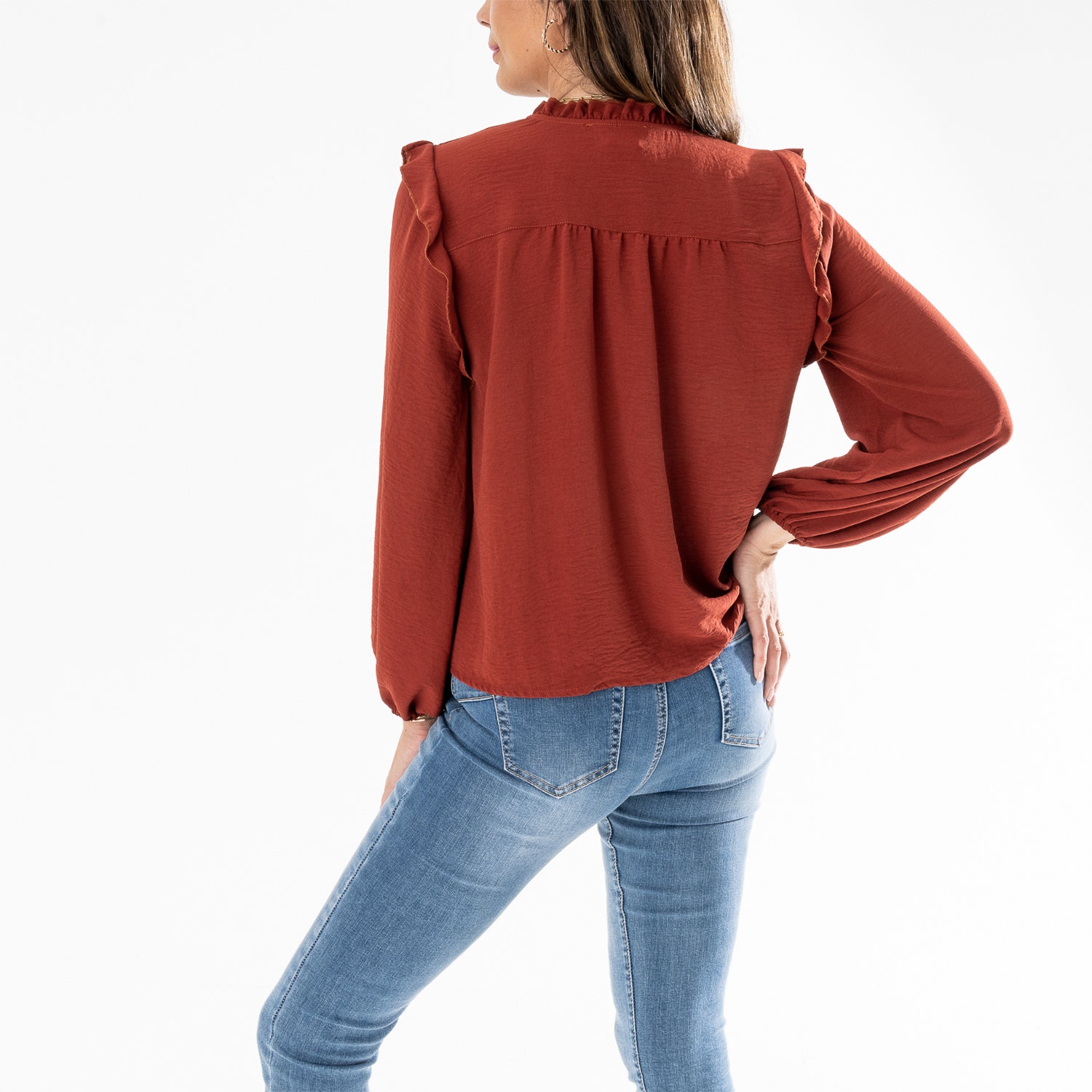 Chemise TEXTO terracotta à volants