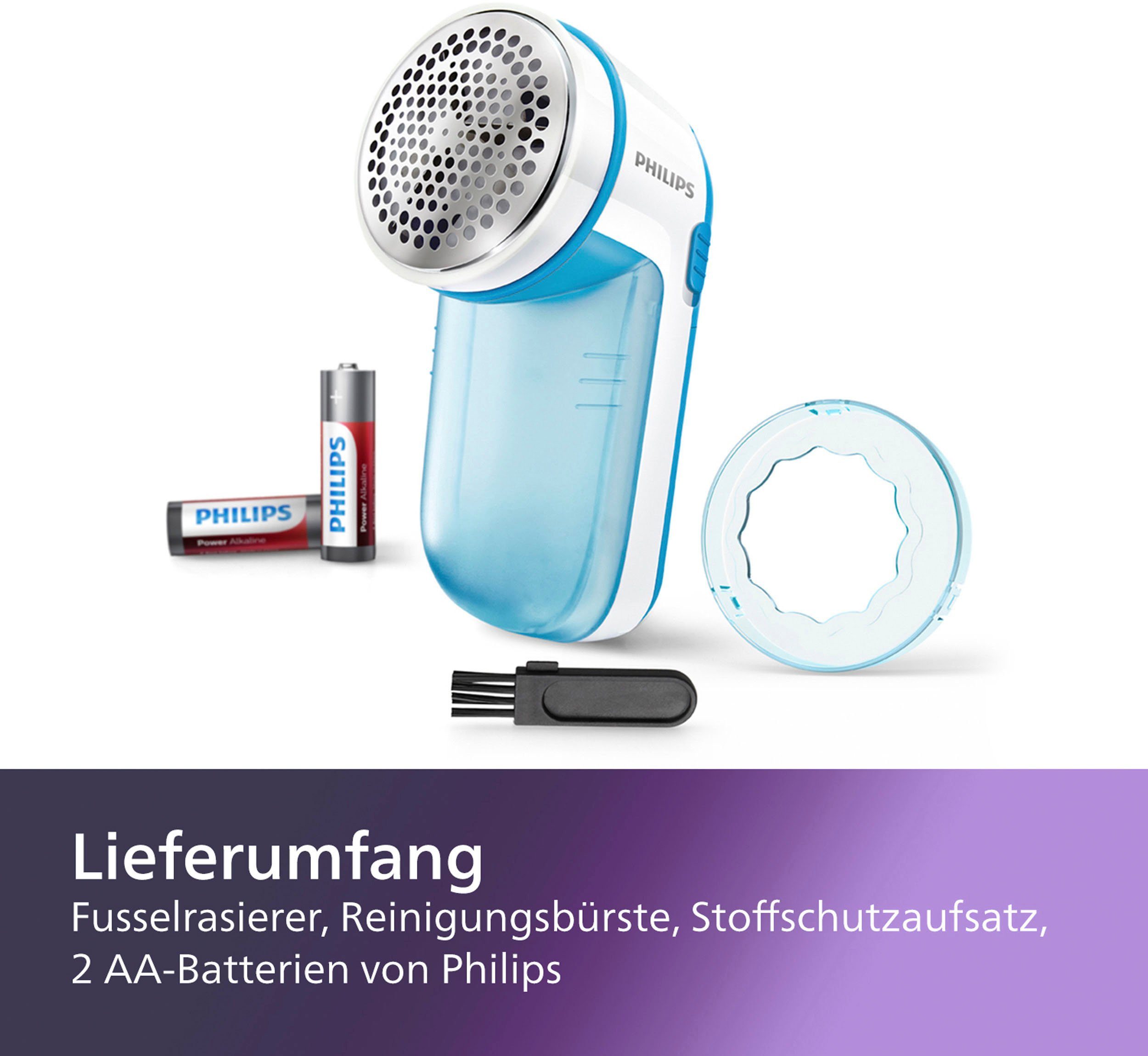 Philips Fusselrasierer GC026/00, batteriebetrieben, 2 Höheneinstellungen