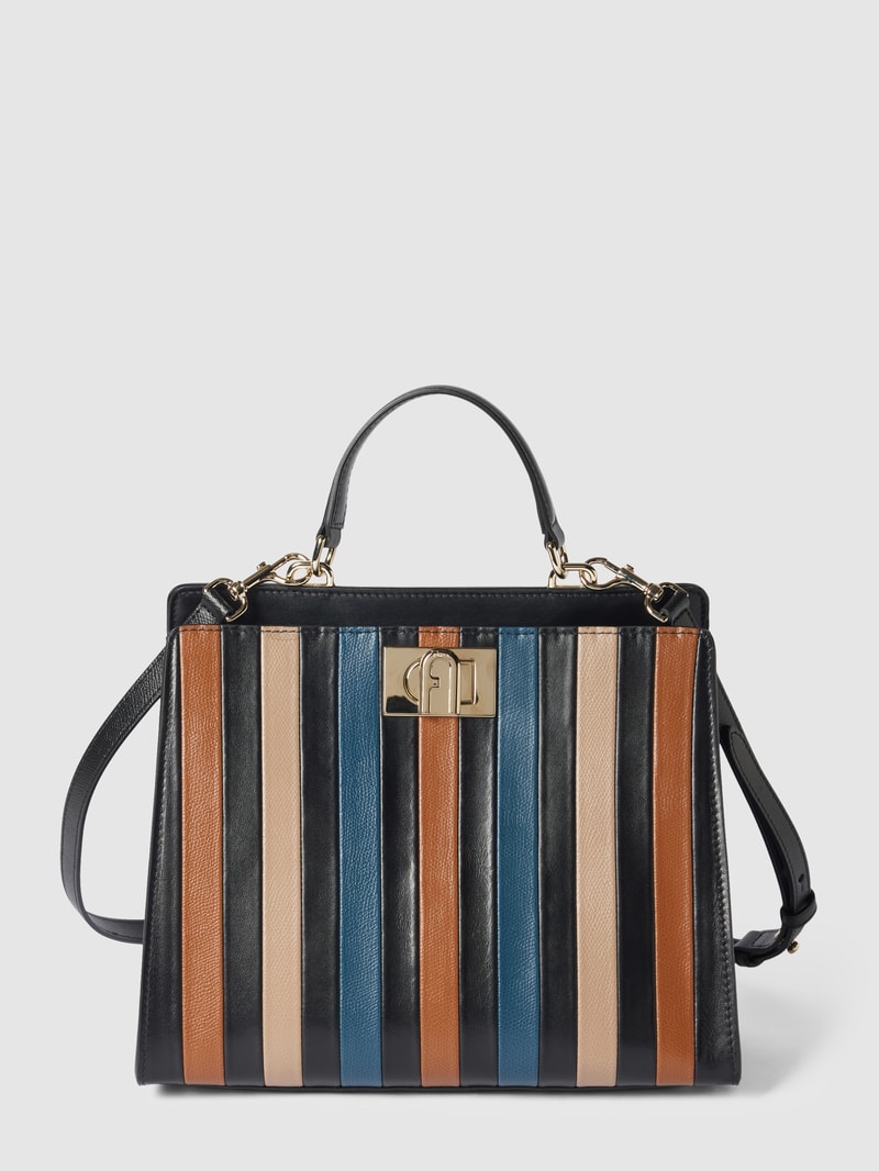 Handtasche mit Streifen-Strukturmuster in schwarz