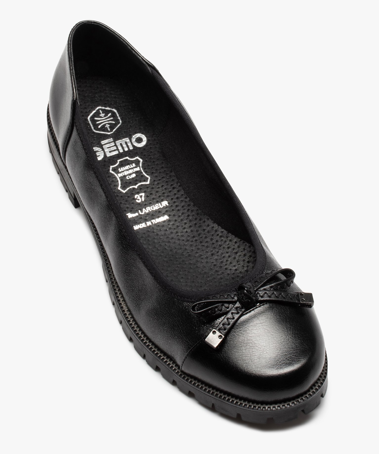 Ballerines femme à talon large et semelle crantée noir | GEMO