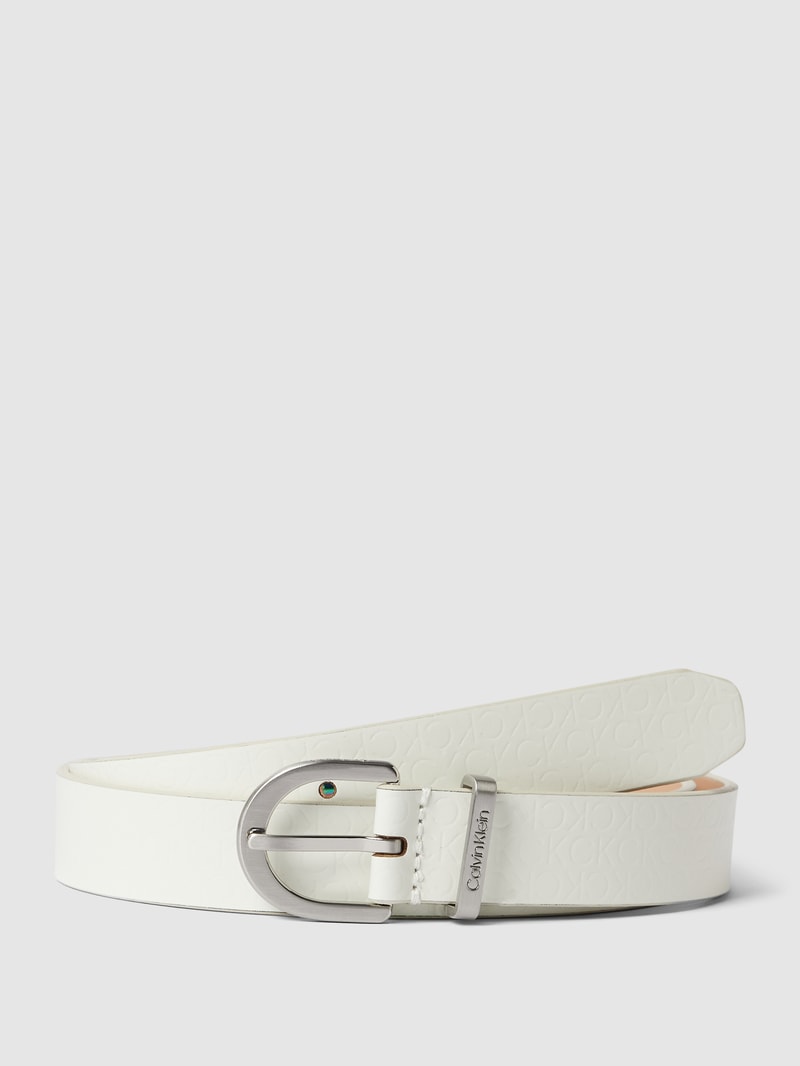 Gürtel aus Leder mit Label-Detail in offwhite