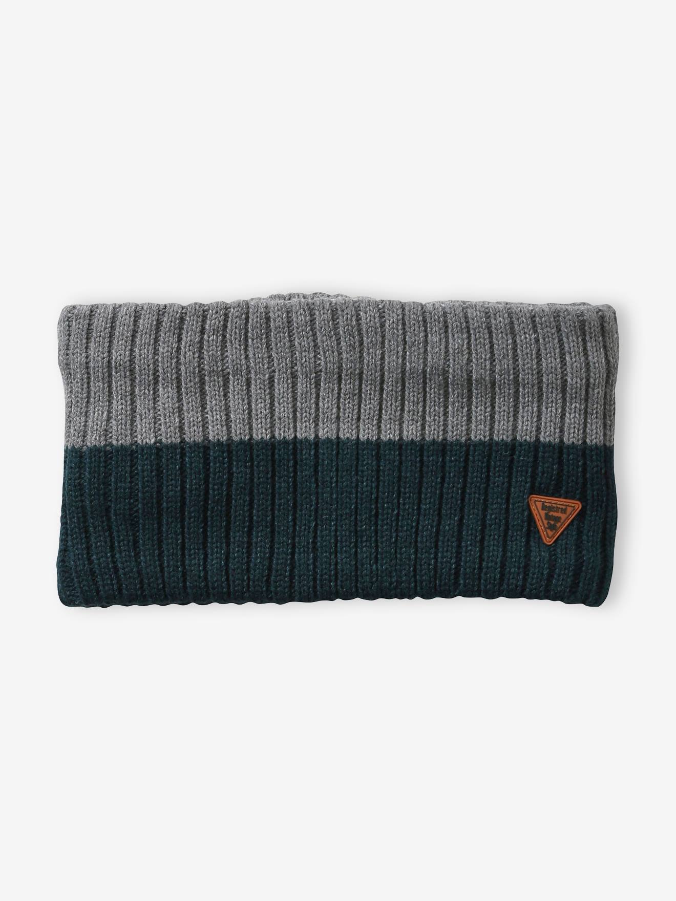 Snood bicolore garçon bleu ardoise