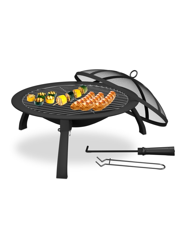 relaxdays Feuerschale in Schwarz - (H)37 x Ø 60 cm günstig kaufen onesize