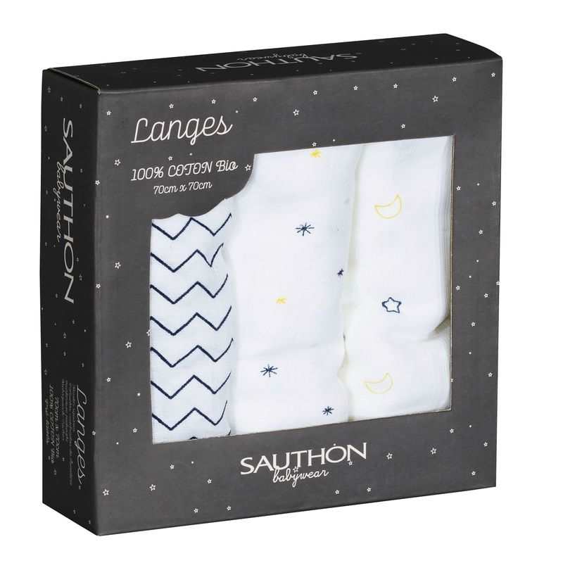 Lot de 3 langes coton bion Hello