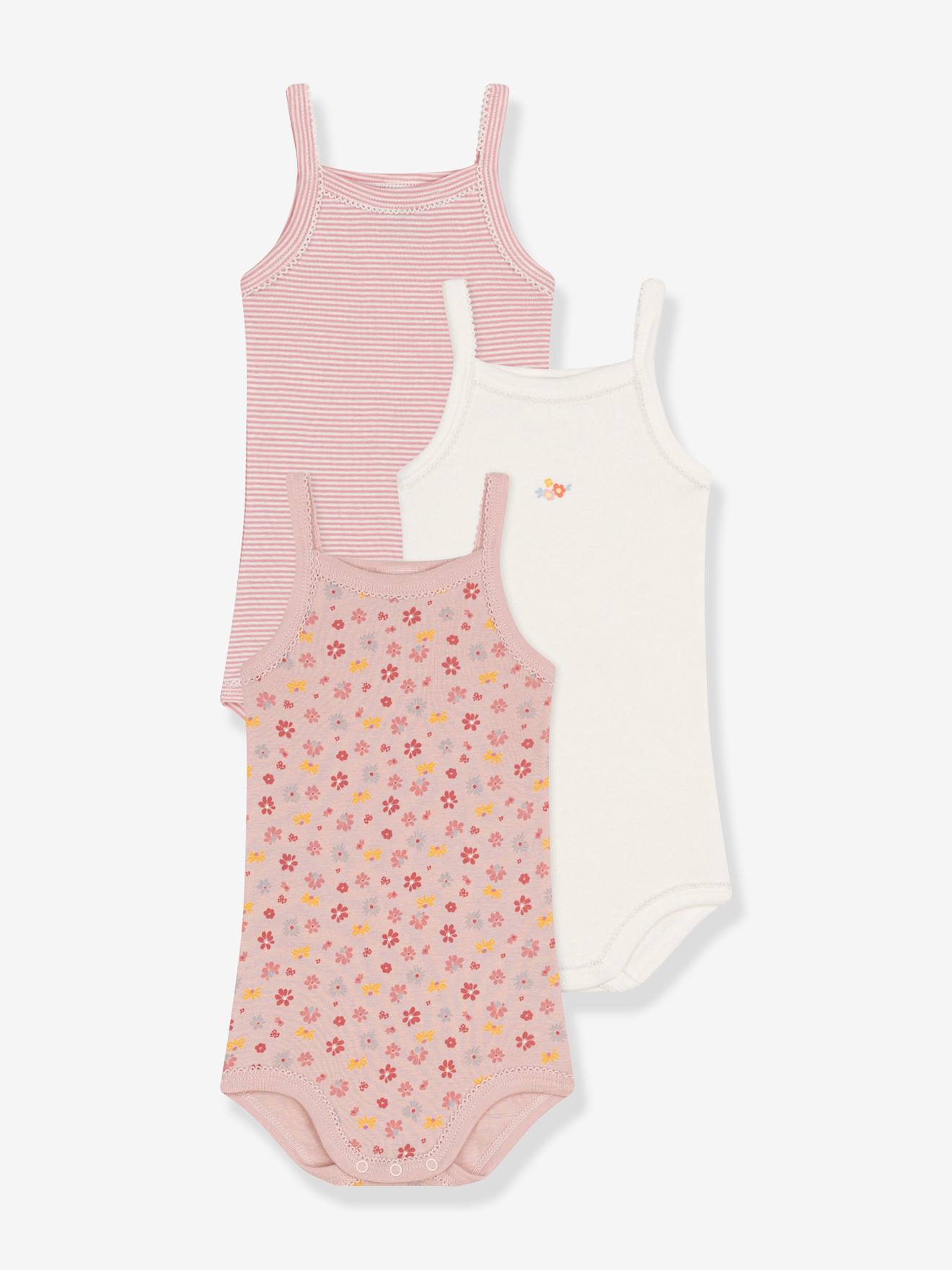 Petit Bateau 3er-Pack Baby Trägerbodys PETIT BATEAU - hellrosa