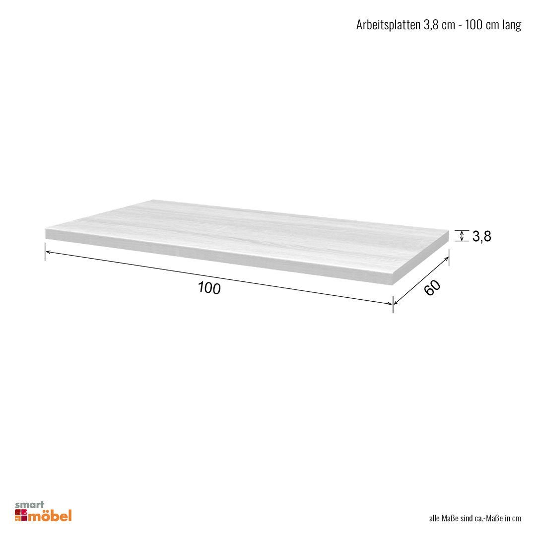 Flex-Well Arbeitsplatte - 100 x 60 x 3,8 cm - Sonoma Eiche – Valencia/Neapel