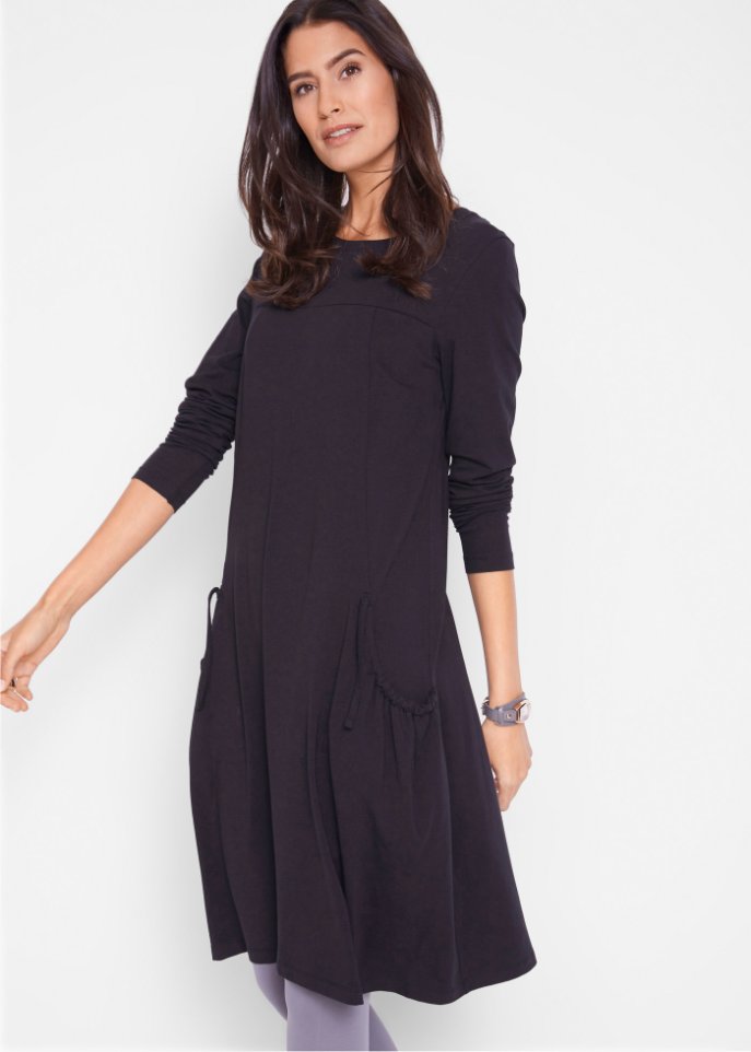 Oversize-Baumwoll-Kleid mit Taschen, knieumspielend