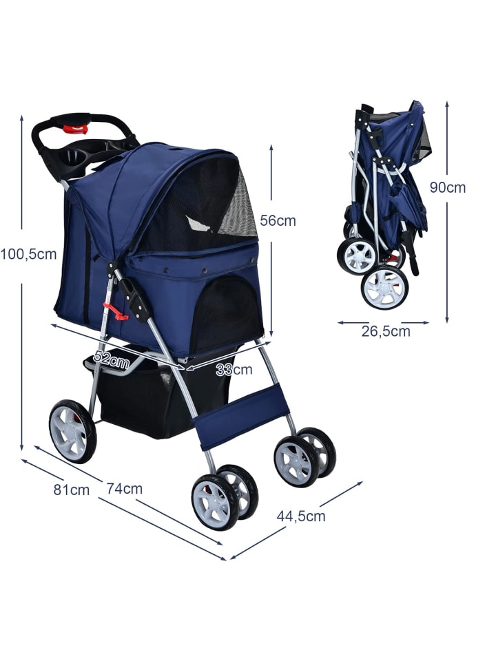 COSTWAY Hundewagen in Blau günstig kaufen 81 cm