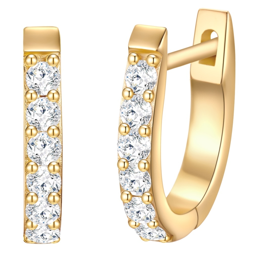 Trilani Boucles doreilles Argent sterling Oxyde de zirconium (CZ) en Or jaune Boucles d'oreilles