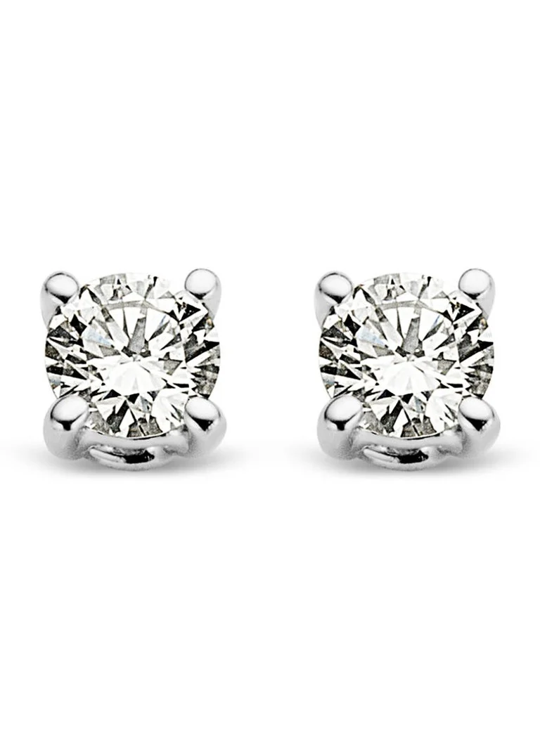 Diamond Point White gold solitaire lab-grown diamond stud earrings, 0.10 ct. 0.10 ct diamond Lab-grown diamond