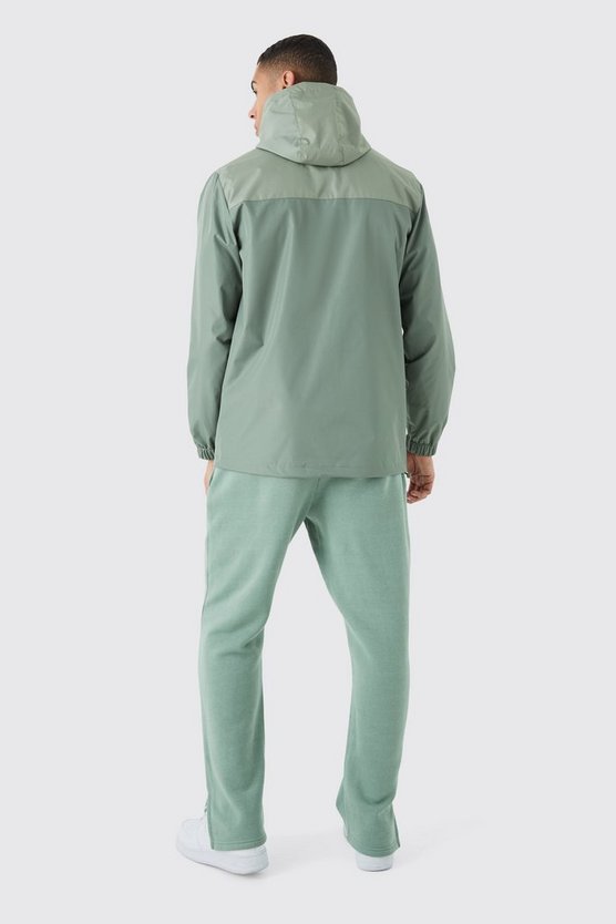 Colorblock Regenjacke mit Kapuze und Reißverschluss