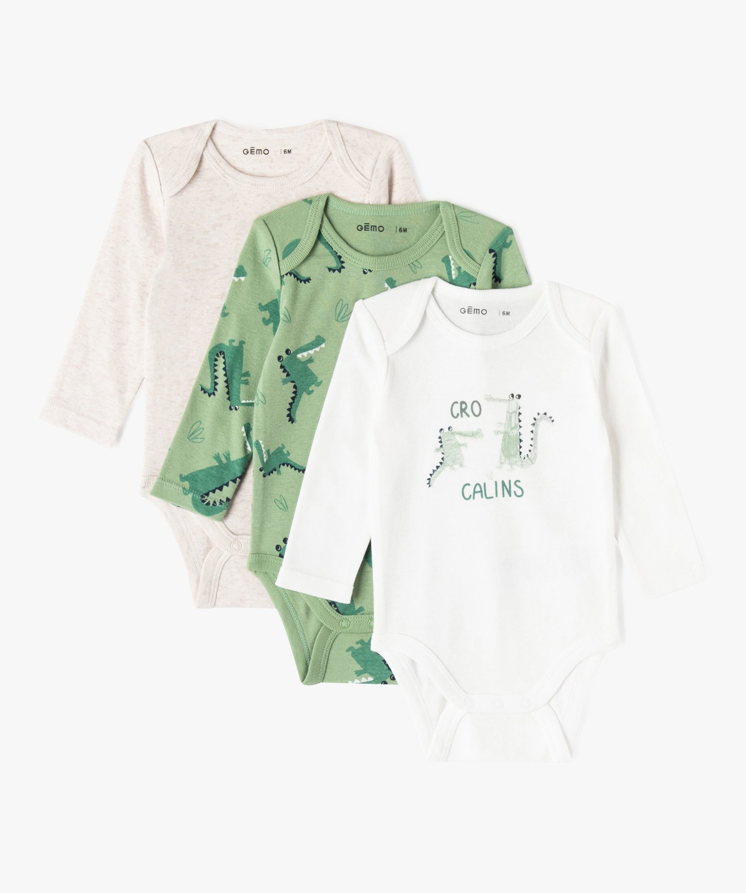 Body à manches courtes et col US en coton biologique bébé... vert | GEMO