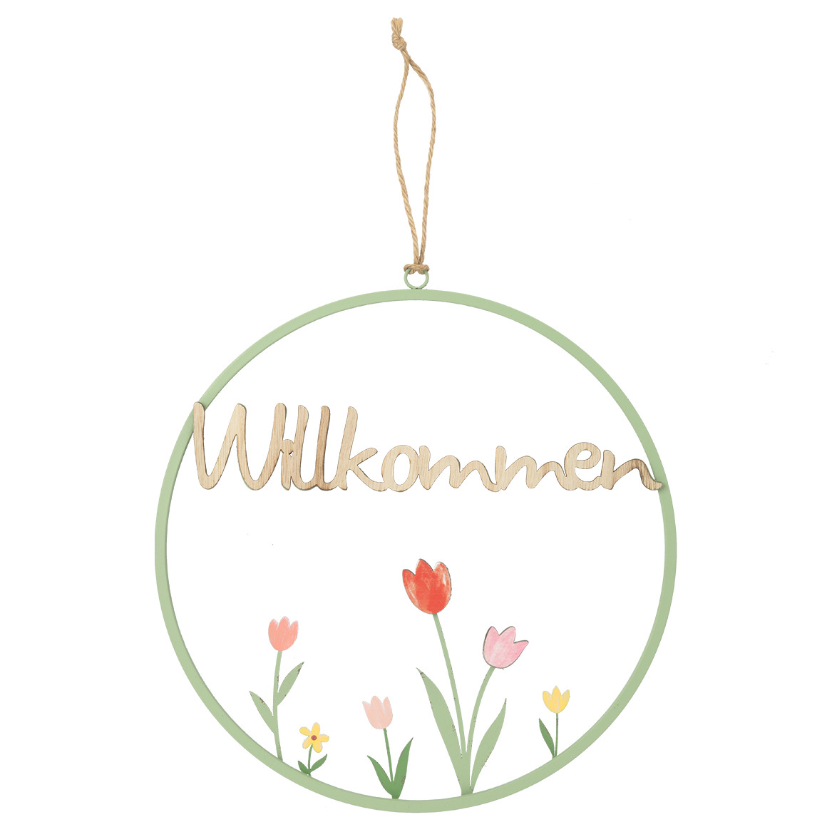 Deko-Hänger Willkommen mit Blumen