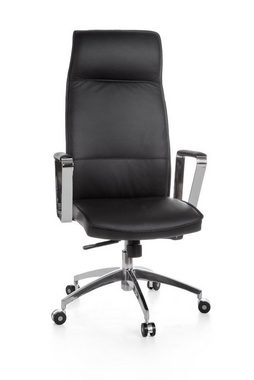 Amstyle Drehstuhl SPM1.137 (Echtleder Schwarz, Bürostuhl XXL 120 kg Modern), Schreibtischstuhl Drehbar, Chefsessel mit Armlehne