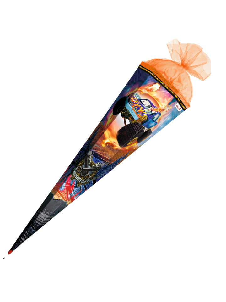 ROTH Schultüte groß Monstertruck Fire 85 cm, Spezialborte in Orange günstig kaufen onesize