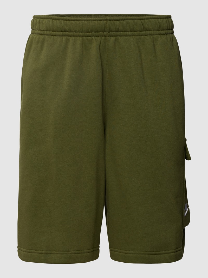 Sweatshorts mit Label-Stitching in olivgrün