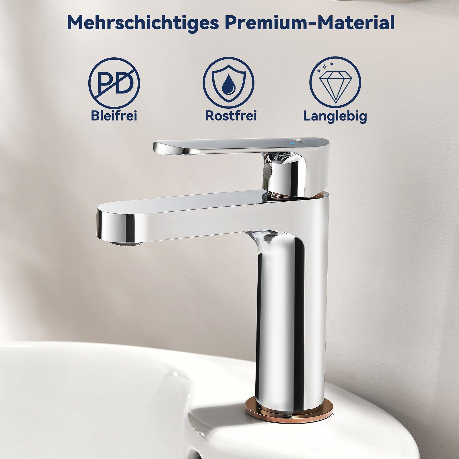 Auralum Waschtischarmatur Waschbecken Wasserhahn Bad Waschtisch Mischbatterie Badezimmer Badarmatur