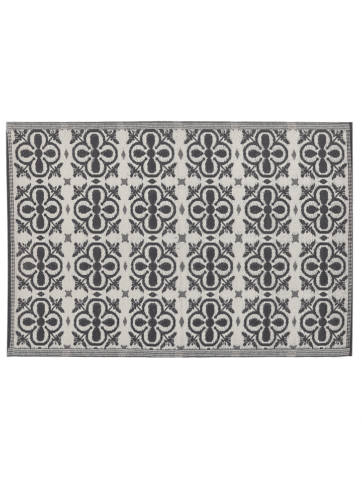 Beliani Outdoorteppich NELLUR in Schwarz/Weiß - (W) 120 x (H) 0.5 x (L) 180 cm günstig kaufen onesize