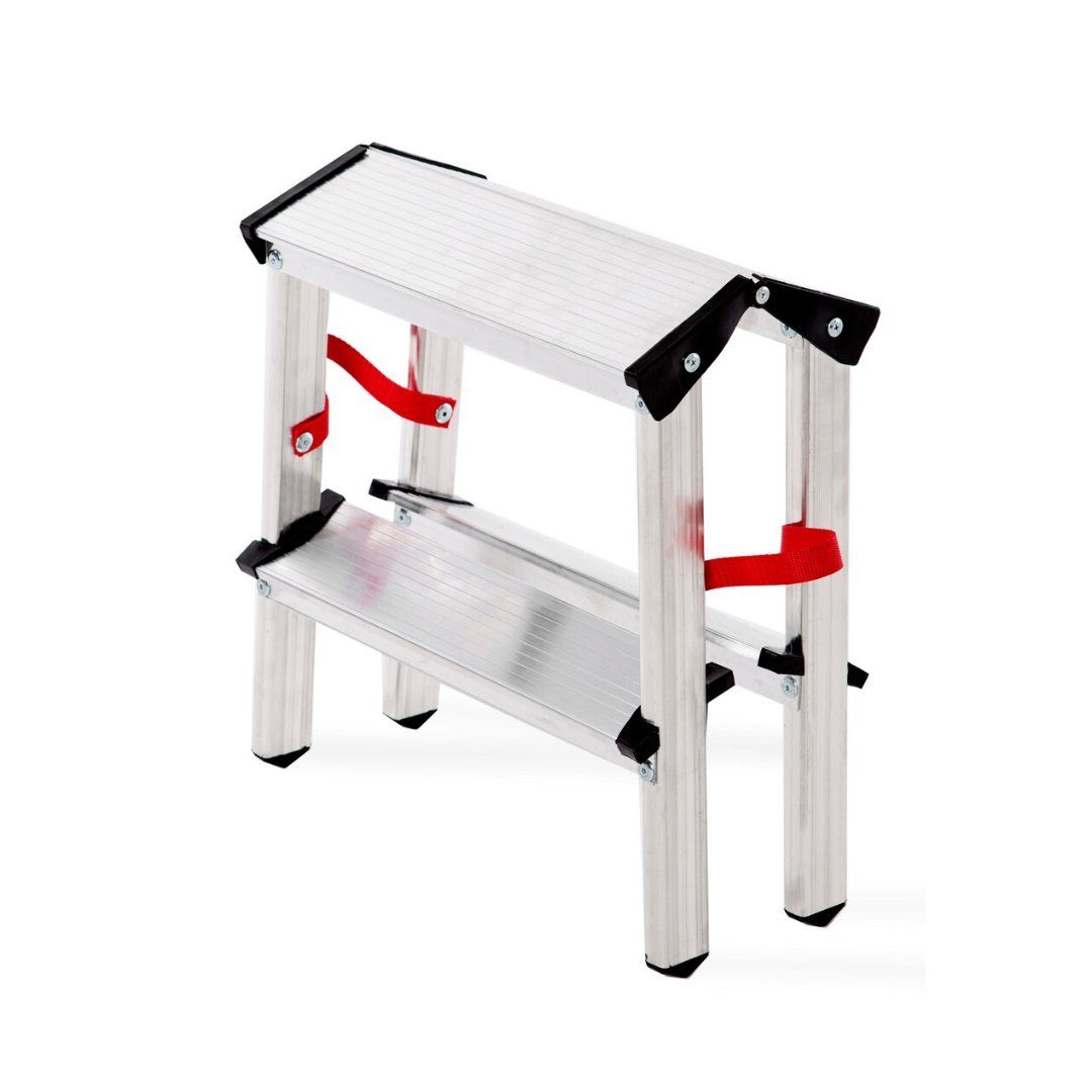 nm_trade Doppelleiter Doppelleiter aus Aluminium, Klapptrittleiter bis 125 kg, Aluleiter, 2x3, 2x4 oder 2x5 Stufen, Zweiseitige Haushaltsleitern, Stehleiter