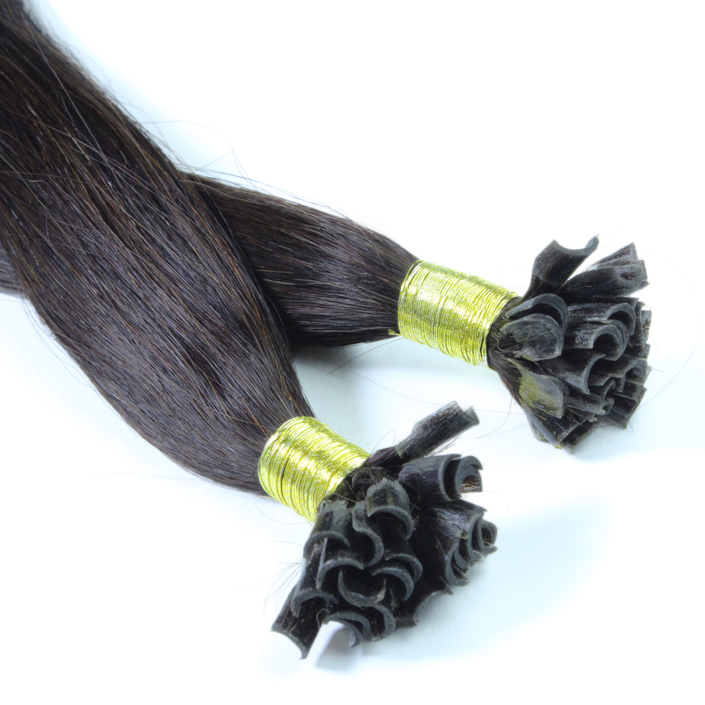 hair2heart Extensions à chaud bonding cheveux naturels #1b Noir naturel 0.5g extensions