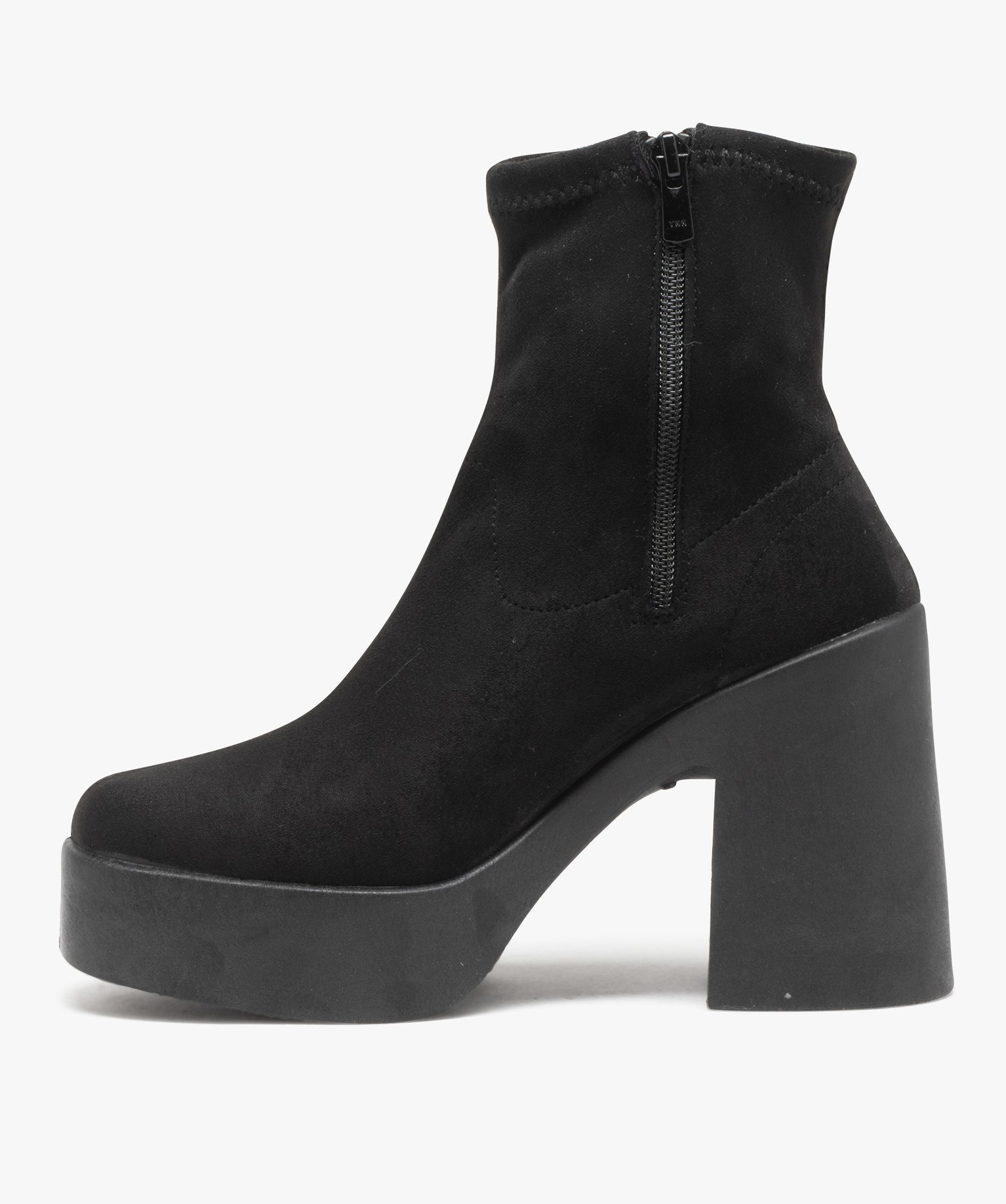 Boots femme à talon plateforme et bout carré dessus uni en... noir | GEMO