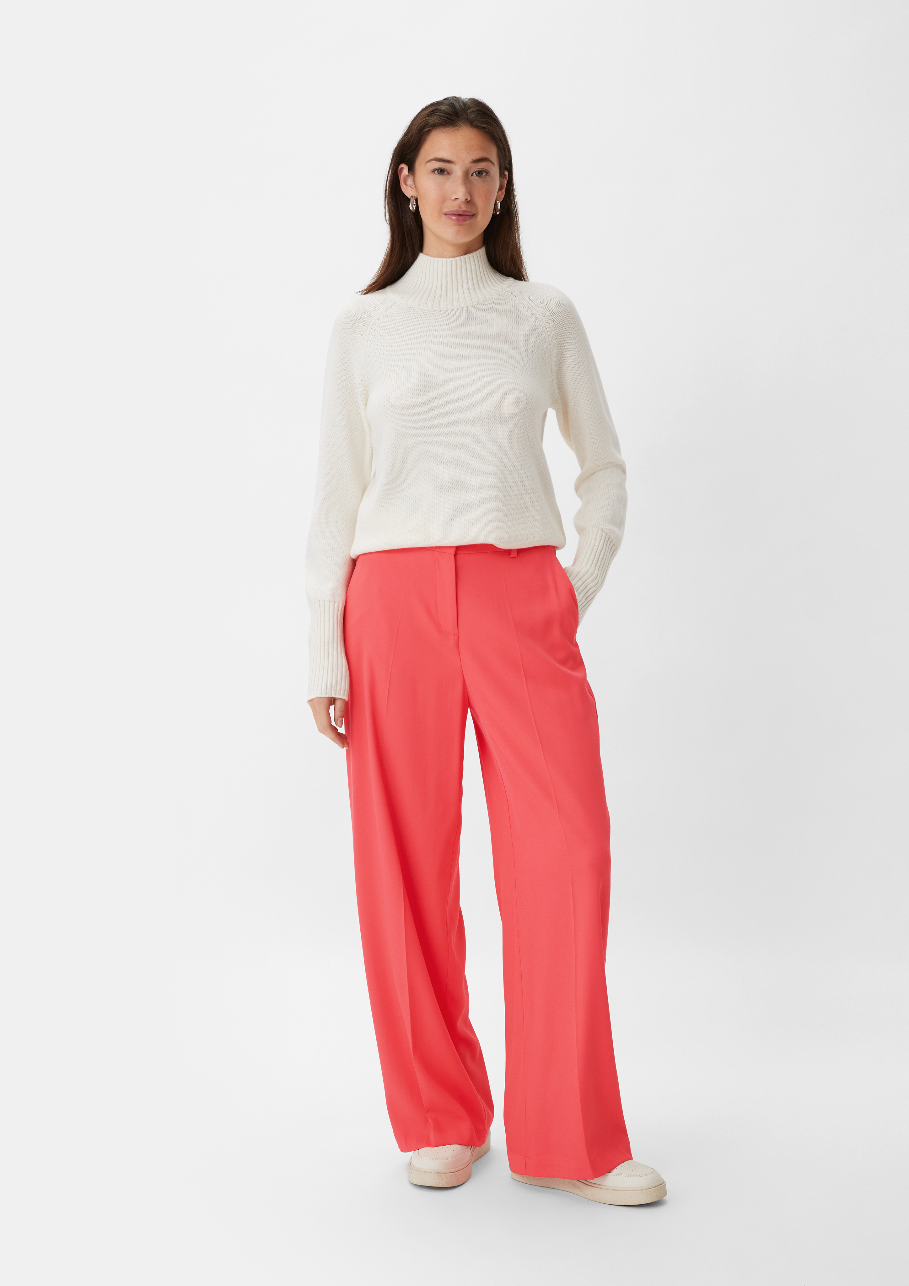 Regular: Twillhose mit Wide Leg - koralle